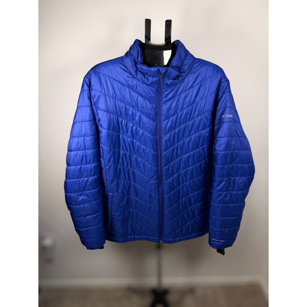 Columbia Omni-Heat Puffer Jacket Mens‎ Blue Quilted Insulated Full Zip XL